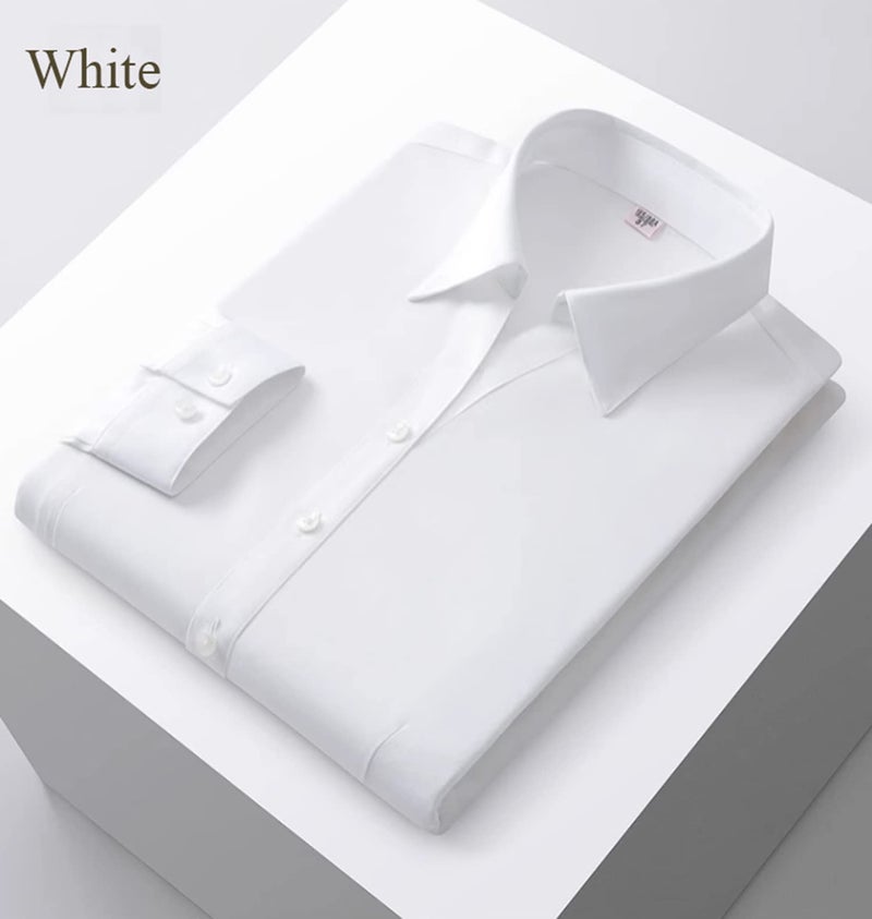 Beninos Long Sleeve V Neck Office Formal Casual Button Down Shirt Blouse for Women (686 White, S) - Image 2